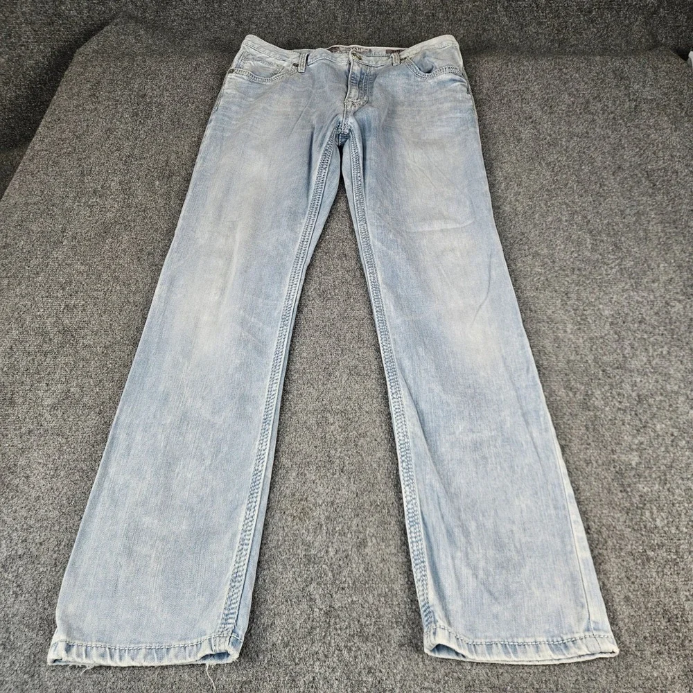 BKE Ryan Straight Leg Light Wash Denim Jeans Mens 34R Blue Cotton Blend